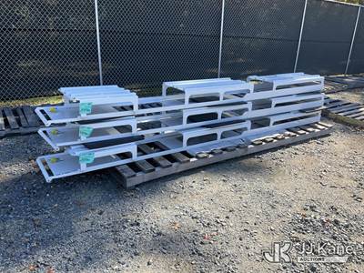 (1) Lot Of (3) 168 In X 21 In X 10 In White Ladder Racks (New/Unused) (Frame Damage On Middle One)