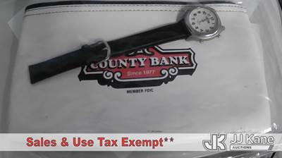 "1 WATCH WITH BAND BLACK BAND BROKEN COUNTY BANK BAG 1 BLUE BAG 1 BLACK BAG FROM BISMILLAH JEWELLERS 1 BLUE US BANK BAG BANK BAG "