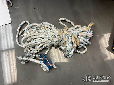 Rope winch line for material handling bucket
