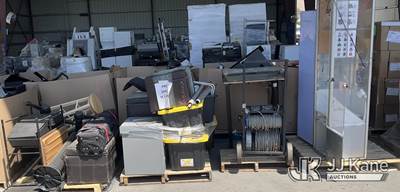 (4 Pallets) Air Compressor, Furniture & Wires