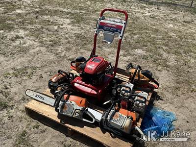 Used Gas Chain Saws (9) and Pressure Washer (1) – Not Running, Condition Unknown