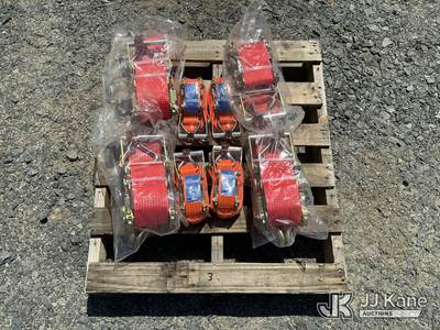 New (4) 4IN 22,000 lb Ratchet Straps and (4) 2IN 5,000 lb Ratchet Straps