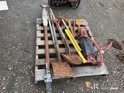 90 Lb Pneumatic Jack Hammer with Chisels, Hydraulic Tamper & Hand Tools