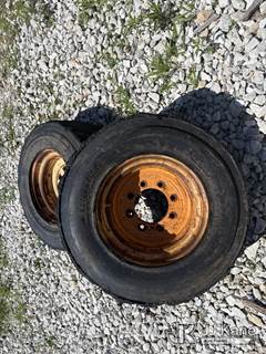 (2) foam filled tires and steel wheels 12-16.5 tire size. (Used) (Seller States: Need Recapped)
