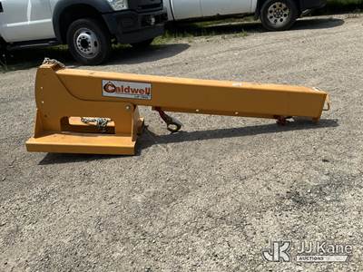 Caldwell PB-80 telescopic pivoting boom w/swivel. Attaches to forklift forks (New/Unused)