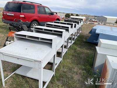 (8) Metal Standing Desks with Drawer and Cubbie Organizers, 34 in Tall x 30 in Deep