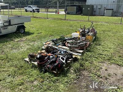 Lot of Concrete Working/Finishing Tools (Bits, Trowels, Shovels, Harnesses)