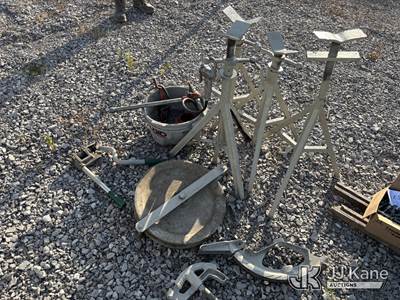 Used Lot of (4) Pipe Stands with Greenlee Stud Punch, EMT Bender, Pipe Tools