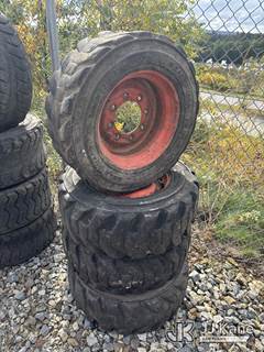 (4) Skid Steer Rims & Tires 10-16.5