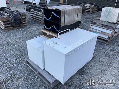 (1) Pallet Of 2 Utility Truck Boxes & 2 Wheel Chalk Holders 1- 58 in L x 20 in W x 16 in H 1- 40 in L x 19 in W x 24 in H (New/Unused)