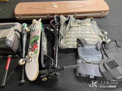 Used Backpack, Empty Case, Skateboard, Scooter, Baseball Bats Lot