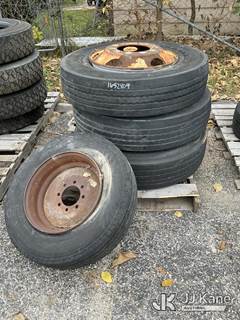 Used (3) 10R22.5 Tires with Rims + (1) R184 Tire with Rim