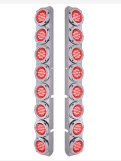 New Aftermarket Peterbilt Stainless Rear Air Cleaner Bracket Set w/8-9 LED 2" Lights & Bezels