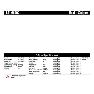 Rebuilt Centric Right Front Brake Caliper, Semi-Loaded Caliper Housing, Bracket