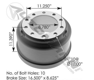 New Aftermarket 16.50"x 8.625" Brake Drum