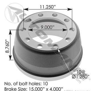 New Aftermarket 15.00"x 4.00" Brake Drum