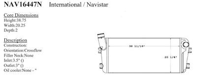 NTO Paystar International Hot Side Charge Air Cooler For MaxxForce Engines