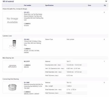 New Aftermarket Cummins ISX15 In Frame Overhaul Kit Standard Bearings