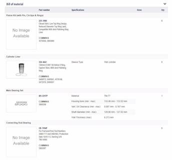 New Aftermarket Cummins ISX15 In Frame Overhaul Kit Standard Bearings 150MM Liner, Saw Cut Connecting Rod
