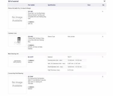 New Aftermarket Cummins ISX15 In Frame Overhaul Kit Standard Bearings 150MM Liner, Fracture Split Connecting Rod