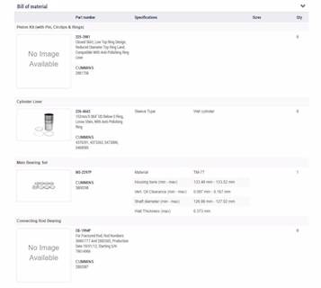 New Aftermarket Cummins ISX15 In Frame Overhaul Kit Standard Bearings 152MM Liner, Fracture Split Connecting Rod