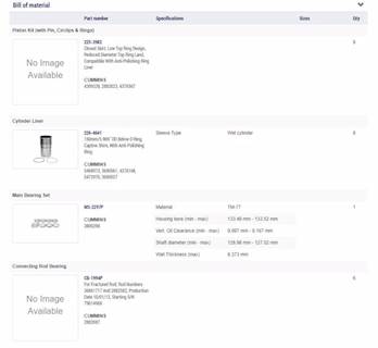 New Aftermarket Cummins ISX15 In Frame Overhaul Kit Standard Bearings 150MM Liner, Saw Cut Connecting Rod