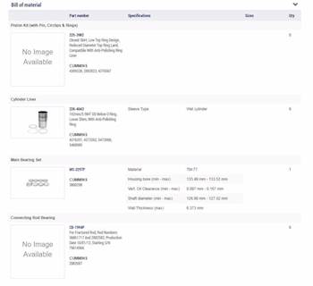New Aftermarket Cummins ISX15 In Frame Overhaul Kit Standard Bearings 152MM Liner, Saw Cut Connecting Rod