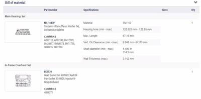 New Aftermarket Cummins 855 N14 Articulated In Frame Overhaul Kit Standard Bearings