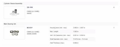 New Aftermarket G207D JI Case Out Of Frame Overhaul Kit Standard Bearings