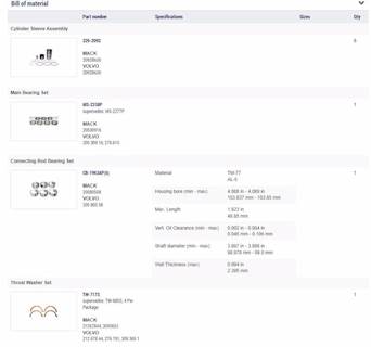 New Aftermarket MP8 Mack, Volvo D13 In Frame Overhaul Kit Standard Bearings
