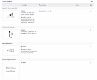 New Aftermarket OM460, MBE4000 Mercedes In Frame Overhaul Kit Standard Bearings
