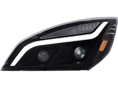 New Aftermarket Freightliner Cascadia P4 Black LED Headlight Set