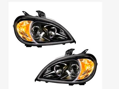 New Aftermarket Freightliner Columbia Projection Black Headlight Set