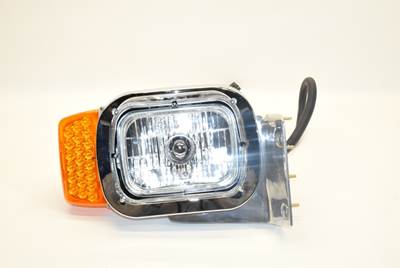 New Aftermarket Peterbilt 357 RH Headlight Assembly w/Bracket, LED Turn Signal & Sirius Bulb