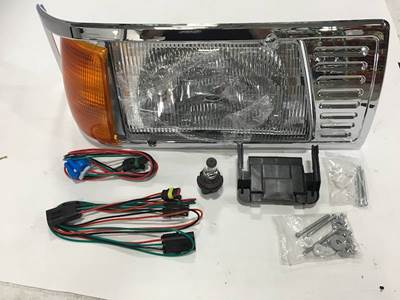New Aftermarket Peterbilt 377 RH Headlight Assembly w/Chrome Bezel