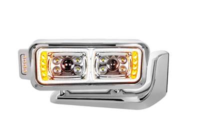 New Aftermarket Peterbilt 379 RH Projection Chrome Headlight w/Arm & Turn Signal