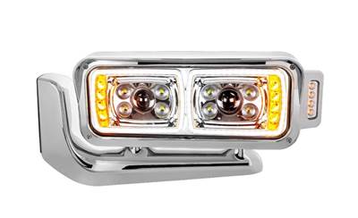 New Aftermarket Peterbilt 379 LH Projection Chrome Headlight w/Arm & Turn Signal