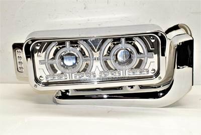 New Aftermarket Peterbilt 379 RH Chrome Projector LED Headlight w/Turn Signal & Bracket