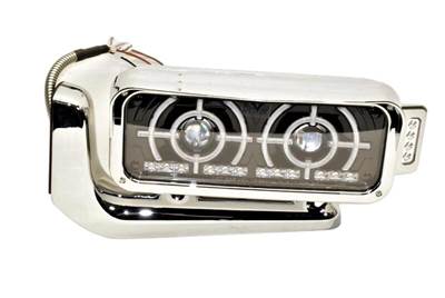 New Aftermarket Peterbilt 379 LH Black Projector LED Headlight w/Turn Signal & Bracket