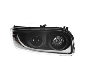 New Aftermarket Peterbilt 389 Black LED Headlight Set