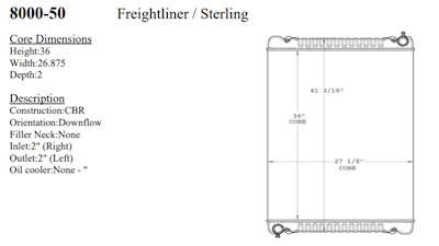 New Freightliner PA Radiator (no oil cooler)