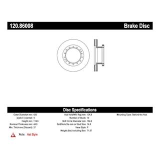 New Centric Heavy Duty Disc Brake Rotor