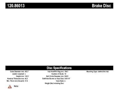 New Centric Heavy Duty Disc Brake Rotor