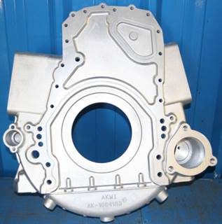 Aftermarket Caterpillar C15 flywheel housing. Aluminum material, fits PACCAR