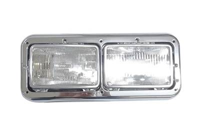 Aftermarket Kenworth dual headlight assembly with rectangular standard bezel for