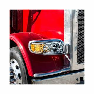 Driver side chrome LED headlight with LED turn & position light bar for