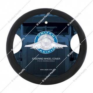 18" crystal stitched leather steering wheel cover w/ black stitching