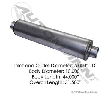 Stack Muffler-10in Dia Body 5inch inlet/outlet
Body length 44"
Overall length