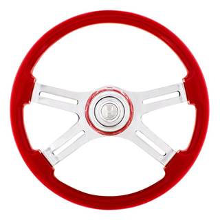 Red 18" steering wheel and matching horn hub from United Pacific, 4 spoke design