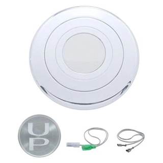 Chrome aluminum steering wheel horn button with UP logo from United Pacific. Pre